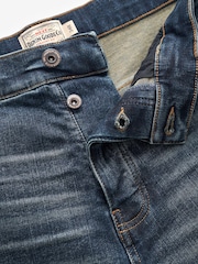 Dark Blue Straight Stretch Denim Shorts - Image 5 of 7