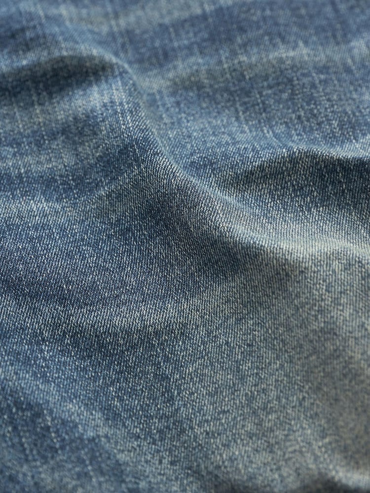 Dark Blue Straight Stretch Denim Shorts - Image 7 of 7