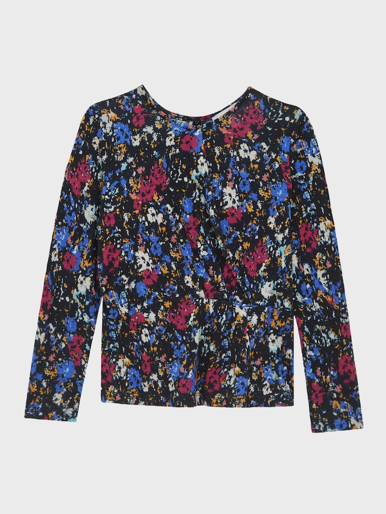 Reiss Navy Print Jackie Printed Jersey Top - Image 2 of 6
