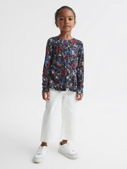 Reiss Navy Print Jackie Printed Jersey Top - Image 3 of 6