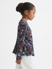 Reiss Navy Print Jackie Printed Jersey Top - Image 4 of 6