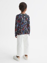 Reiss Navy Print Jackie Printed Jersey Top - Image 5 of 6
