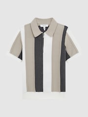Reiss Grey Herald Junior Half Zip Colourblock Polo T-Shirt - Image 2 of 7