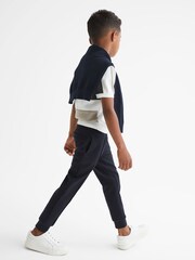 Reiss Grey Herald Junior Half Zip Colourblock Polo T-Shirt - Image 4 of 7