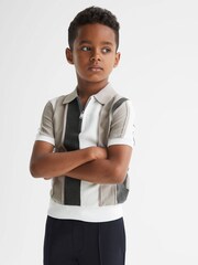Reiss Grey Herald Junior Half Zip Colourblock Polo T-Shirt - Image 6 of 7