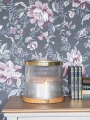 Laura Ashley Clear Ribbed Reed Glass Hurricane Candle Holder - Image 2 of 6