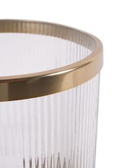 Laura Ashley Clear Ribbed Reed Glass Hurricane Candle Holder - Image 4 of 6
