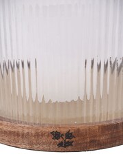 Laura Ashley Clear Ribbed Reed Glass Hurricane Candle Holder - Image 5 of 6