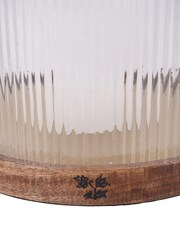Laura Ashley Clear Ribbed Reed Glass Hurricane Candle Holder - Image 6 of 6