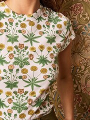 Morris & Co. Daisy Ecru Cream - Ribbed Short Sleeve Curved Neck Top - Image 4 of 5