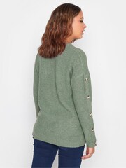 Long Tall Sally Green Button Sleeve Jumper - Image 2 of 4