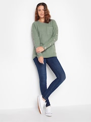 Long Tall Sally Green Button Sleeve Jumper - Image 3 of 4