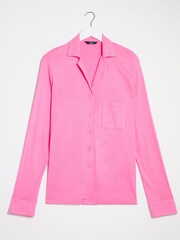 Simply Be Pink Pretty Secrets Ribbed Button Through Pyjama Set - Image 5 of 6