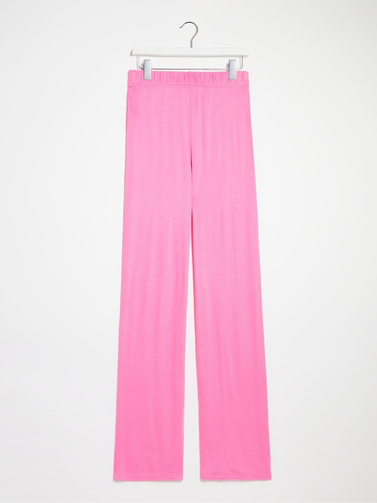 Simply Be Pink Pretty Secrets Ribbed Button Through Pyjama Set - Image 6 of 6