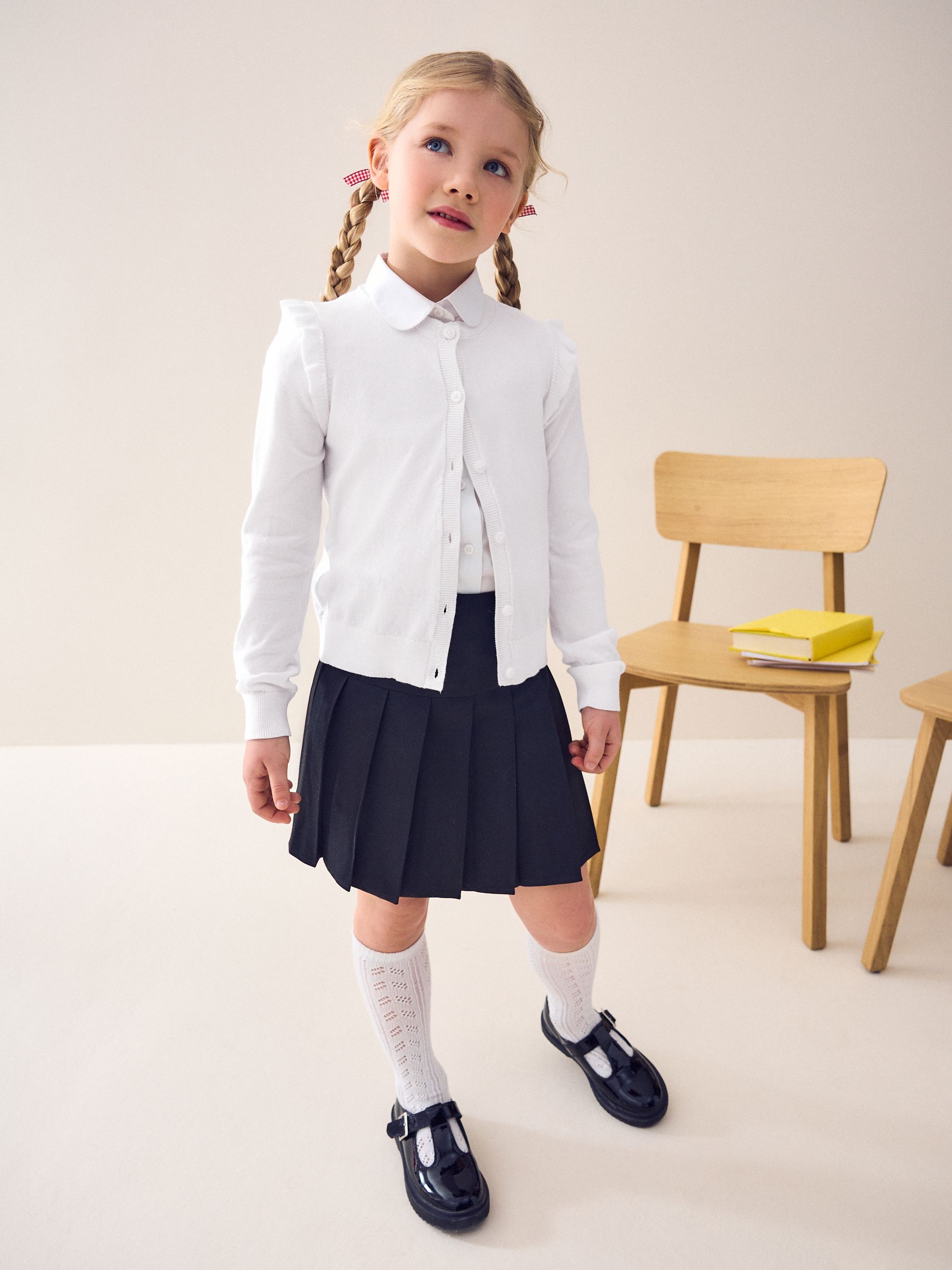 Cardigan D'école En Coton - Poche Avec Nœud - Confort Et Style Pour La Rentrée