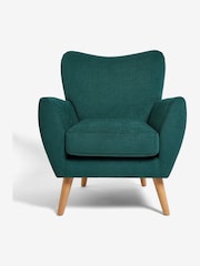 Fine Chenille Dark Teal Wilson II Highback Armchair - Image 3 of 8