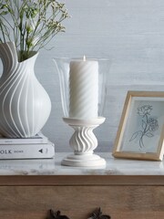 White Pleat Hurricanes Candle Holders - Image 1 of 4