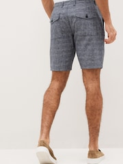 Blau kariert - Shorts mit hohem Leinenanteil, normale Passform - Bild 3 von 8