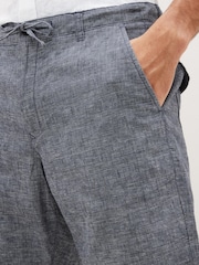 Blau kariert - Shorts mit hohem Leinenanteil, normale Passform - Bild 4 von 8