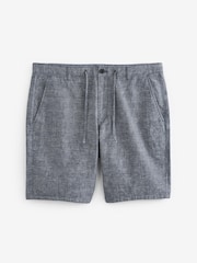 Blau kariert - Shorts mit hohem Leinenanteil, normale Passform - Bild 6 von 8