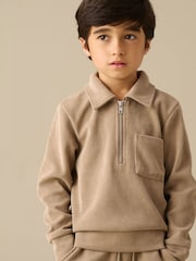 Angel & Rocket Natural Adam Textured Zip Neck Jumper - Image 1 of 4