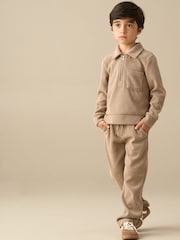 Angel & Rocket Natural Adam Textured Zip Neck Jumper - Image 2 of 4