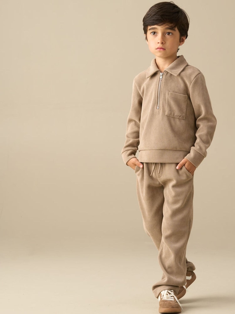 Angel & Rocket Natural Adam Textured Zip Neck Jumper - Image 2 of 4