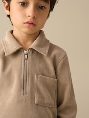 Angel & Rocket Natural Adam Textured Zip Neck Jumper - Image 3 of 4