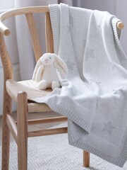 The White Company Grey Star 100% Cotton Patchwork Baby Blanket - Image 1 of 2