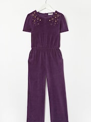 FatFace Purple Star Velour Jumpsuit - Image 5 of 5
