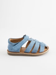 Blue Leather Closed Toe Touch Fastening Sandals - Image 2 of 7