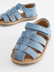 Blue Leather Closed Toe Touch Fastening Sandals - Image 3 of 7