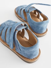 Blue Leather Closed Toe Touch Fastening Sandals - Image 7 of 7