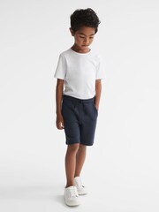 Reiss Airforce Blue Star Ribbed Jersey Shorts - Image 1 of 6
