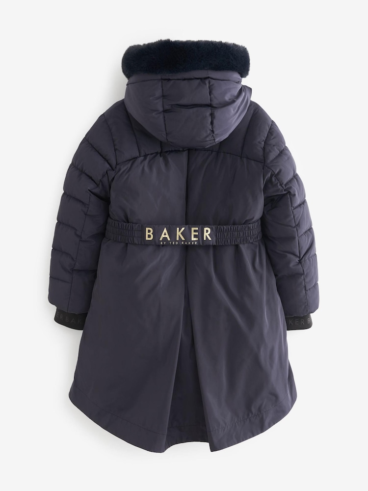 Granatowy - Nieprzemakalny płaszcz Baker By Ted Baker z paskiem - Image 10 of 17