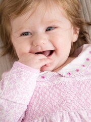 JoJo Maman Bébé Pink Floral Smocked Cotton Baby Sleepsuit - Image 3 of 4