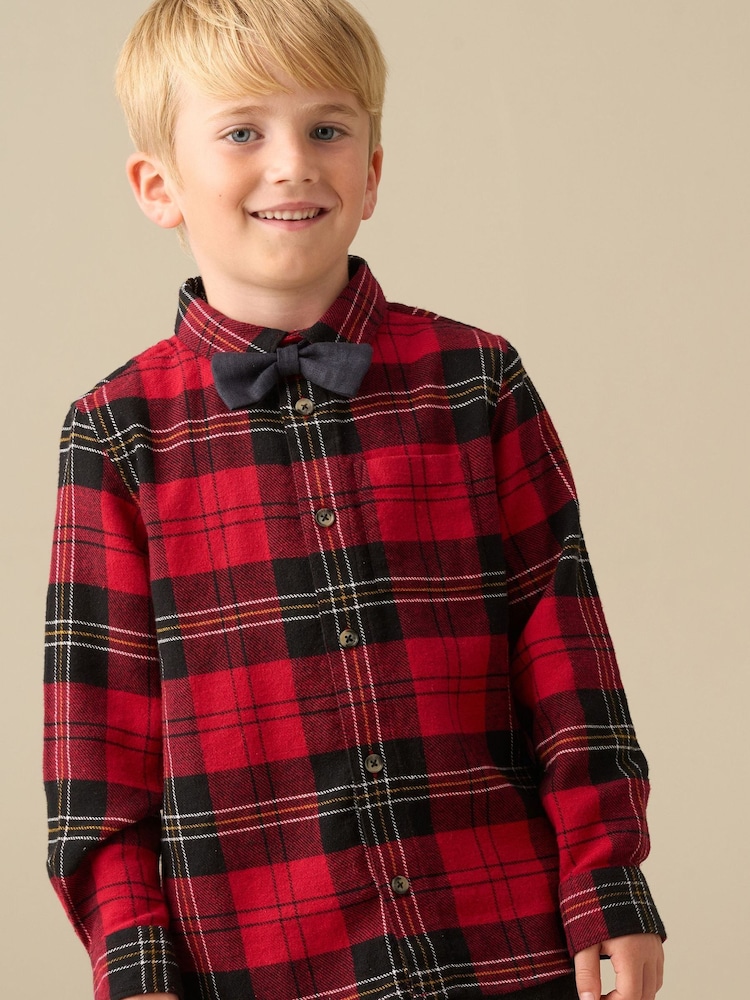 Angel & Rocket Red Camden Brushed Check Shirt With Bow Tie - Image 1 of 6
