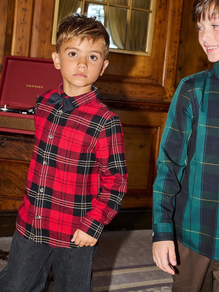Angel & Rocket Red Camden Brushed Check Shirt With Bow Tie - Image 6 of 6