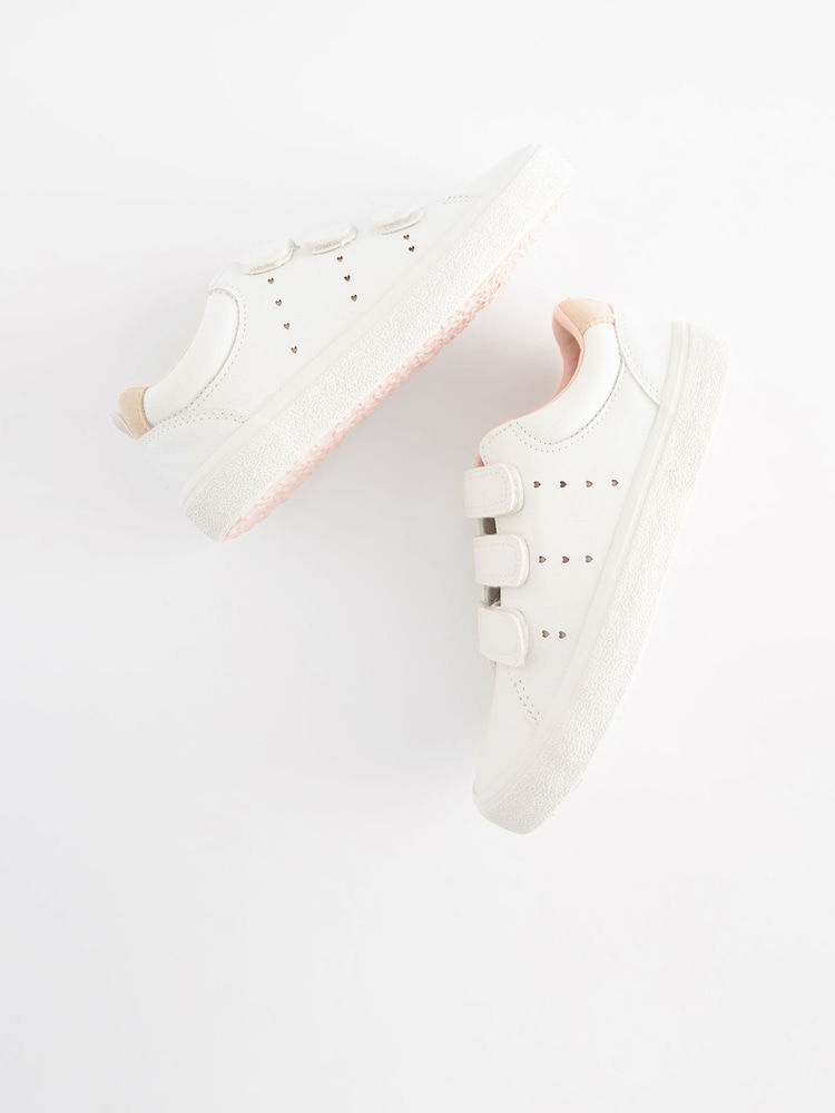 White/Pink Wide Fit (G) Touch Fastening Trainers - Image 1 of 6