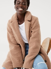 FatFace Natural Tanya Teddy Coat - Image 1 of 4