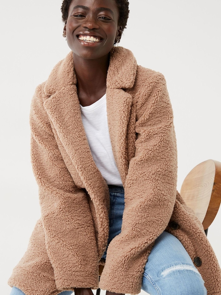 FatFace Natural Tanya Teddy Coat - Image 1 of 4