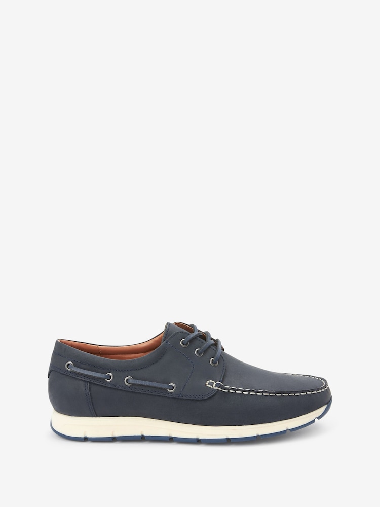 Navy Blue Leather Boat Shoes - Image 2 of 5
