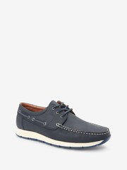 Navy Blue Leather Boat Shoes - Image 3 of 5