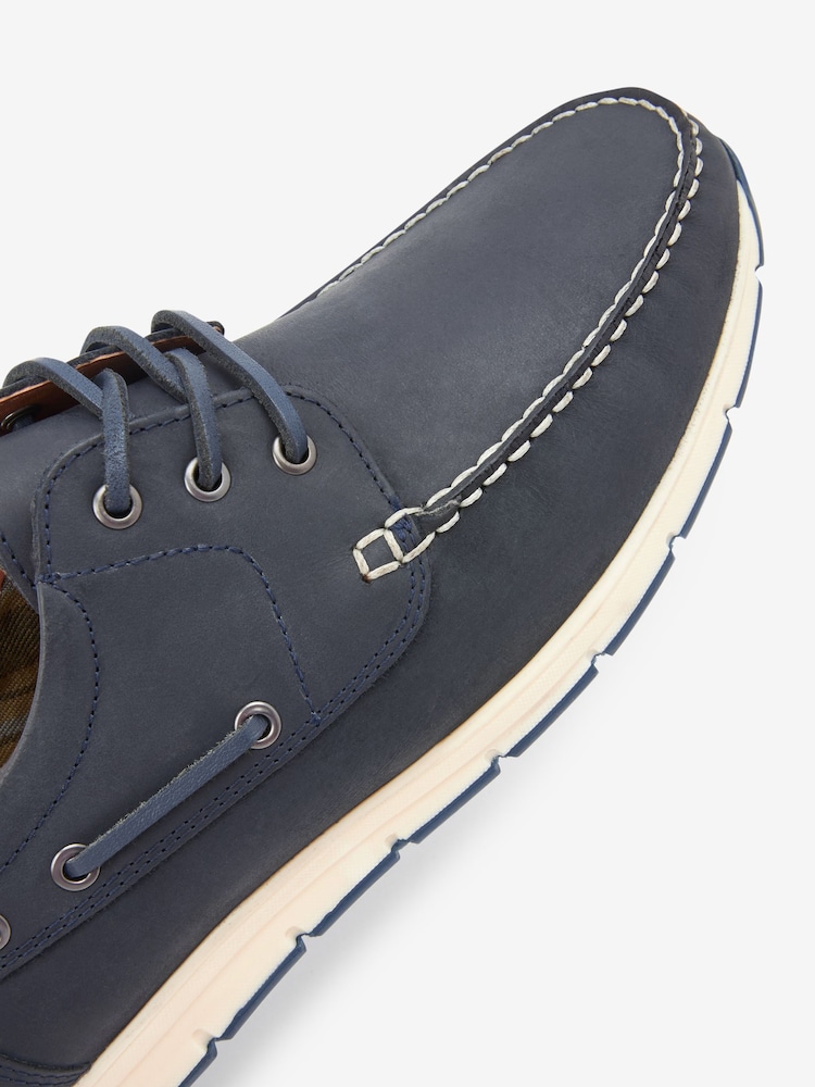 Navy Blue Leather Boat Shoes - Image 5 of 5