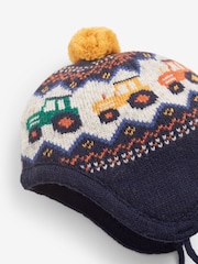 JoJo Maman Bébé Navy Blue Fairisle Pattern Bobble Hat - Image 2 of 3