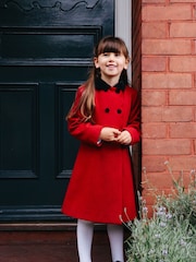 Trotters London Red Wool Scalloped Edge Coat - Image 1 of 4