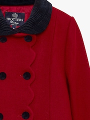 Trotters London Red Wool Scalloped Edge Coat - Image 4 of 4