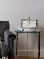 Libra Interiors Silver Nebolo Rectangular Table Clock - Image 1 of 2