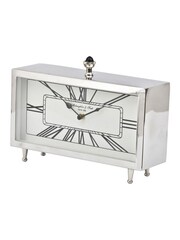 Libra Interiors Silver Nebolo Rectangular Table Clock - Image 2 of 2