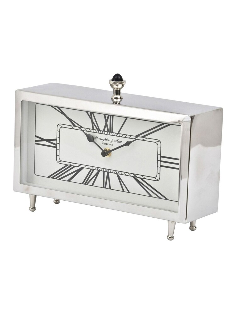 Libra Interiors Silver Nebolo Rectangular Table Clock - Image 2 of 2
